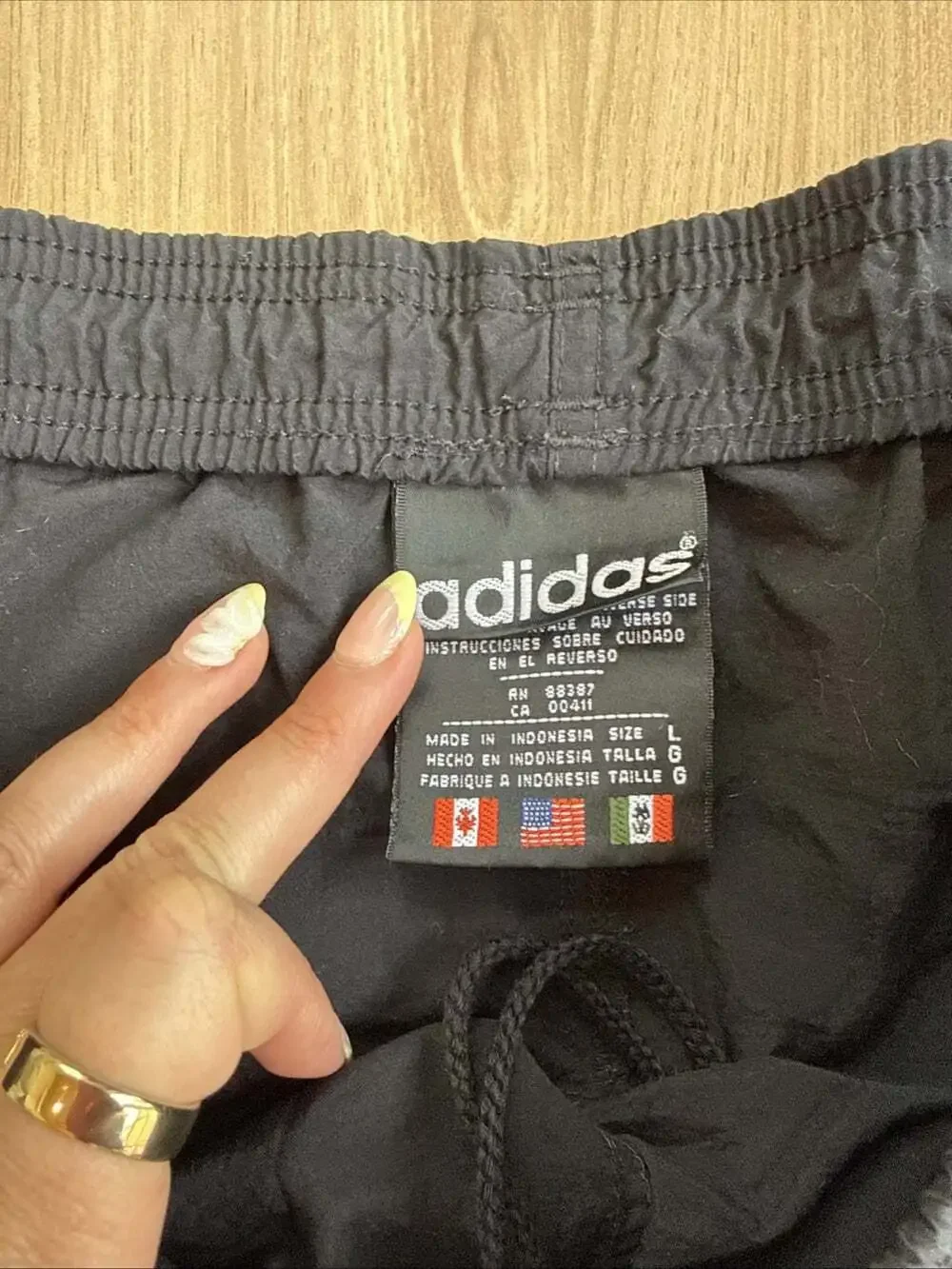 VTG Adidas Shorts Embroidered Big Trefoil 90s Unlined Athletic Black Sz L